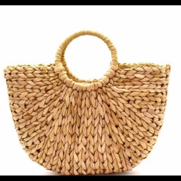Half moon Woven Straw Tote Bag - Picture 4 of 8